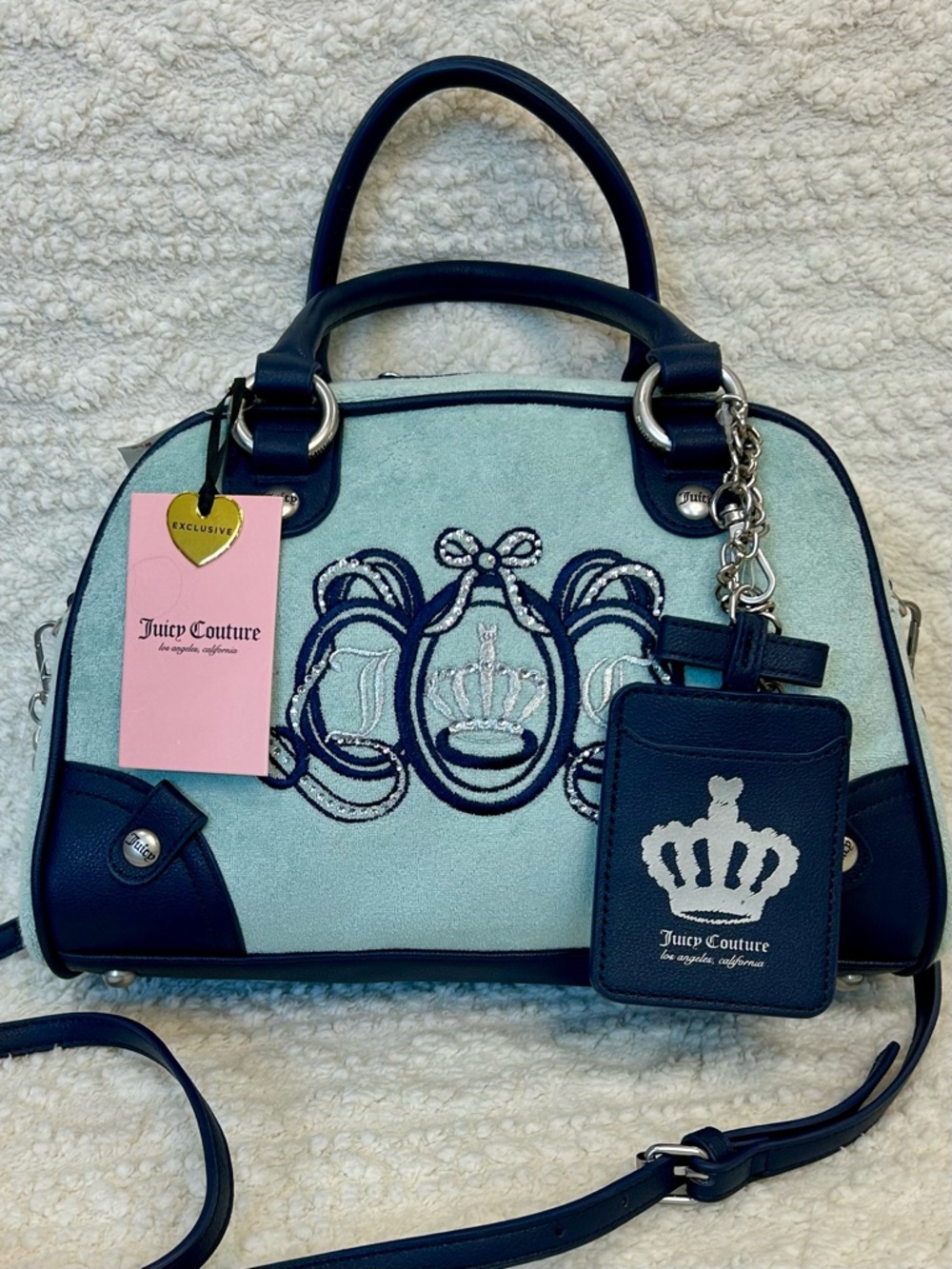 Y2K Juicy Couture Blue Juicy Lovers Club Bowler Bag Satchel Crossbody NWT